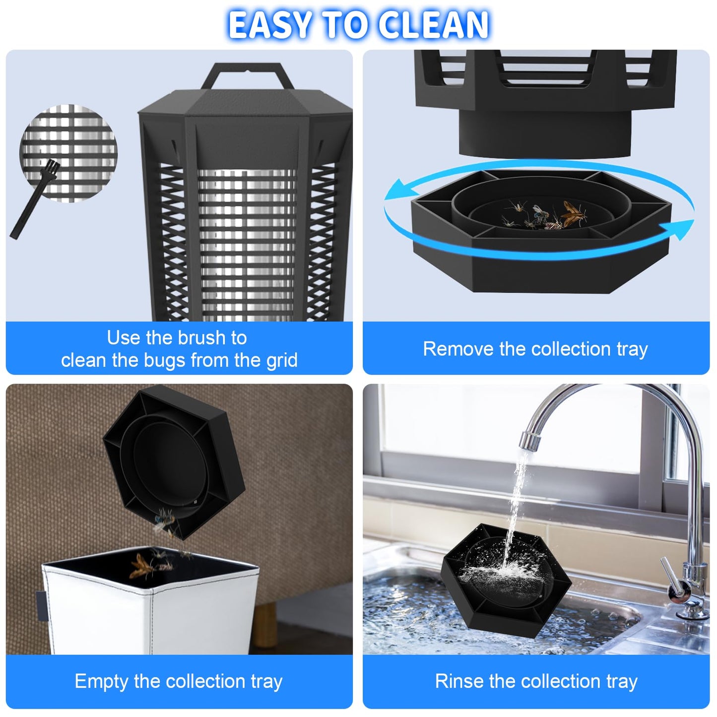 4200V Electric Fruit Fly Trap Indoors and Outdoors - 18W Gnat Trap, Mosquito Zapper with 2300 Sq Ft Coverage, IPX4 Waterproof Fly Killer for House, Kitchen, Patio, Backyard (Dark Black)