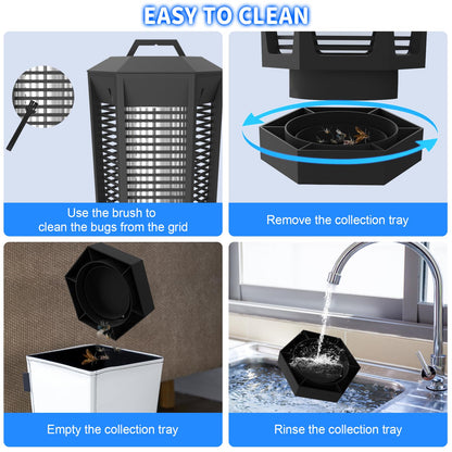 4200V Electric Fruit Fly Trap Indoors and Outdoors - 18W Gnat Trap, Mosquito Zapper with 2300 Sq Ft Coverage, IPX4 Waterproof Fly Killer for House, Kitchen, Patio, Backyard (Dark Black)