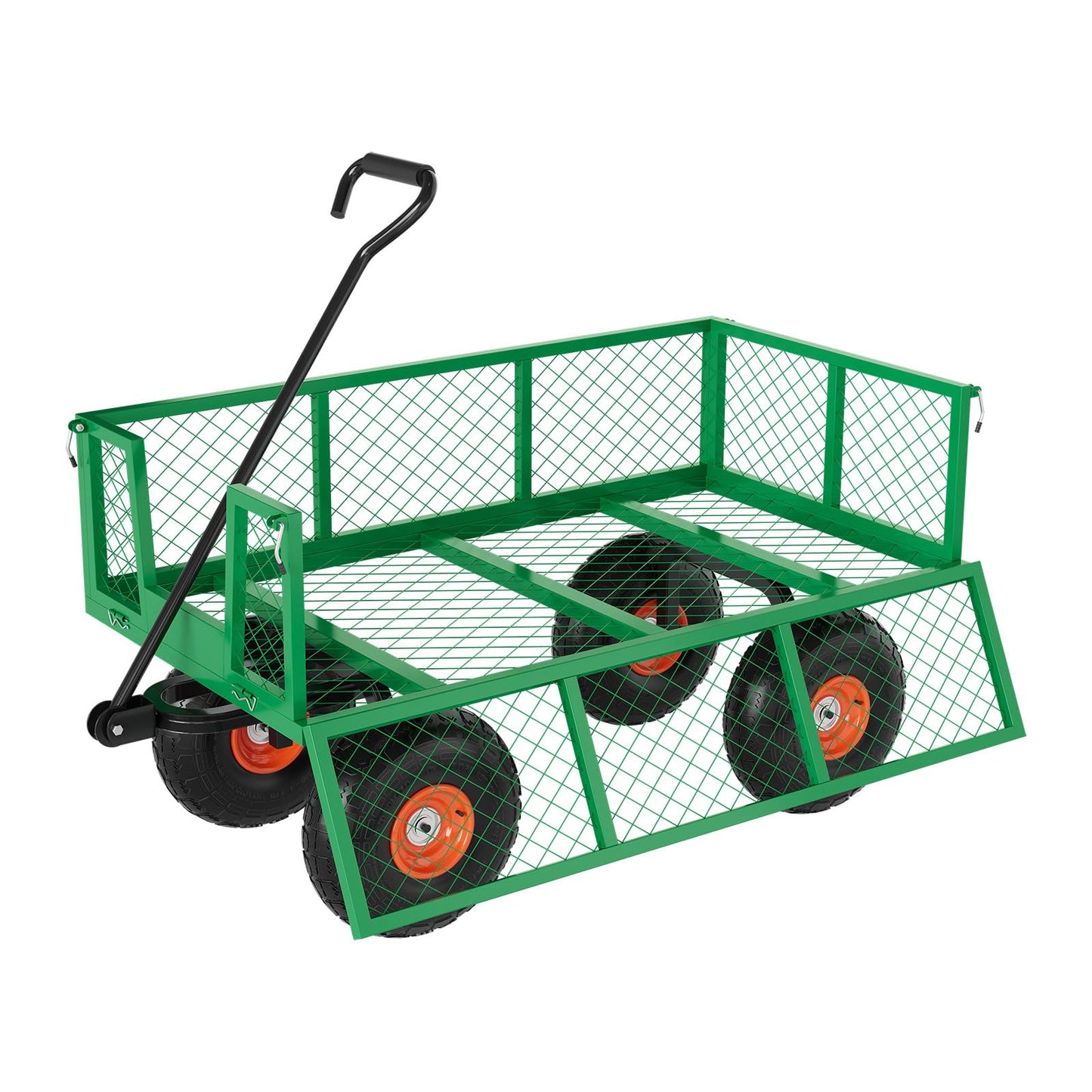 Garvee Steel Garden Cart, 500 LBS Capacity Utility Outdoor Wagon, Heavy Duty Mesh Garden Metal Wagon with Removable Sides, Flexible Handle for Yard, Lawn, Garden