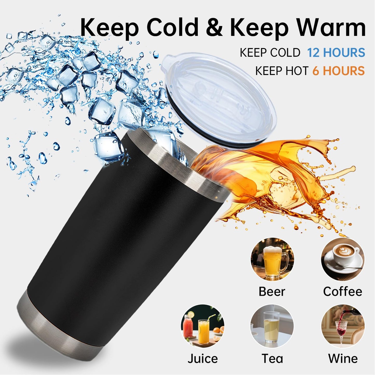 IEOVIEE 32 Pack, 20oz Stainless Steel Bulk Tumblers with Lids and Straws, Double Wall Insulated Travel Coffee Mug, Durable Powder Coated Tumbler Bulk Cup for Cold and Hot Drinks(Black)