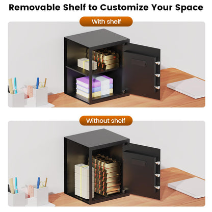 16.54 Inches Tall Safe Box, 2.5 Cuft Home Safe with Fireproof Waterproof Bag, Anti-Theft Digital Security Lock Box with Smart Alert System, Removable Shelf, Mute Function, Document Safes for Jewelry