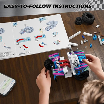 Technic 9 in 1 Pull-Back Car Building Set - Off-Road Race Vehicle Models for Boys and Girls STEM Engineering Toy for Kids Ages 8 and Up | Ideal Gift for Birthdays