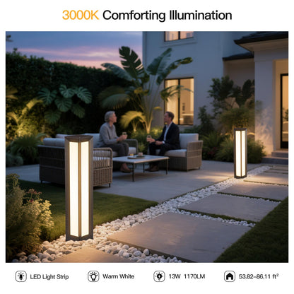 MVBT Outdoor Pathway Lights, 31.5" Wired Bollard Lights, IP65 Waterproof Landscape Path Lighting, 3000K Mordern LED Bollard Light, Curb Appeal Light for Driveway Courtyard Garden Walkway Sidewalk Lawn