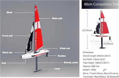 53 Remote Control Boat Wind Power 2.4G Unpowered Assembled Electric RC Sailing Boat for Hobby Adults (S)