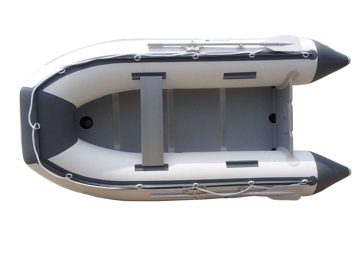 Newport 10ft 6in Newport Model Inflatable Dinghy Boat Transom Sport Tender - 5 Person - 15HP USCG Rated, White/Gray