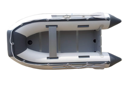 Newport 10ft 6in Newport Model Inflatable Dinghy Boat Transom Sport Tender - 5 Person - 15HP USCG Rated, White/Gray