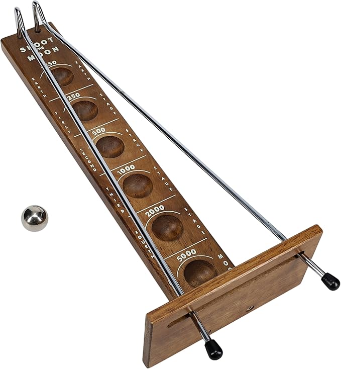 WE Games Shoot The Moon Game Large 17.5 inch Size Walnut Wood Stain Retro Games for Adults Classic Table Top Board Game