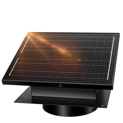 32W Solar Powered Attic Exhaust Fan with 10" Roof Vent - IP68 Waterproof DIY Ventilation System to Lower Heat, Prevent Moisture & Save AC Costs - Off-Grid Cooling for House, Garage,Shed & Greenhouse