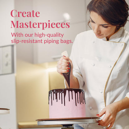 Prestee Anti-Burst Piping Bags - Durable 12 Inch Tipless Icing Bags for Pastry & Cookie Decorating - Set of 200