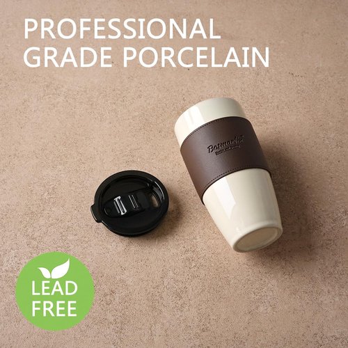 Bosmarlin Ceramic Trave Coffeel Mug with Lid, 21 oz, Portable Coffee Cup for Car Cup Holder, Microwave and Dishwasher Safe, Reactive Glaze