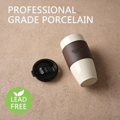 Bosmarlin Ceramic Trave Coffeel Mug with Lid, 21 oz, Portable Coffee Cup for Car Cup Holder, Microwave and Dishwasher Safe, Reactive Glaze