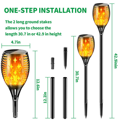YoungPower Solar Outdoor Torch Lights Flickering Flame, 43" Outdoor Path Lights Waterproof Torch for Garden Yard Patio, 8 Pack