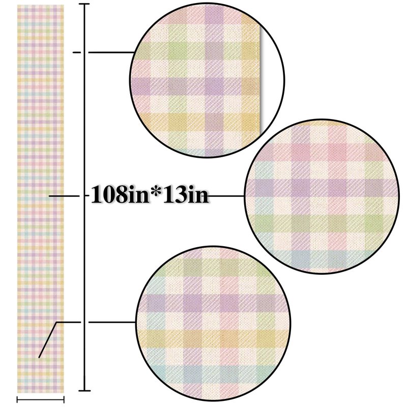 Nepnuser Linen Spring Easter Buffalo Check Plaid Table Runner Rustic Farmhouse Home Dining Room Kitchen Table Decor (13" x 108")
