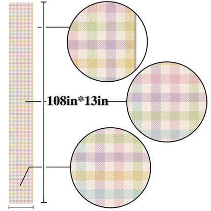 Nepnuser Linen Spring Easter Buffalo Check Plaid Table Runner Rustic Farmhouse Home Dining Room Kitchen Table Decor (13" x 108")