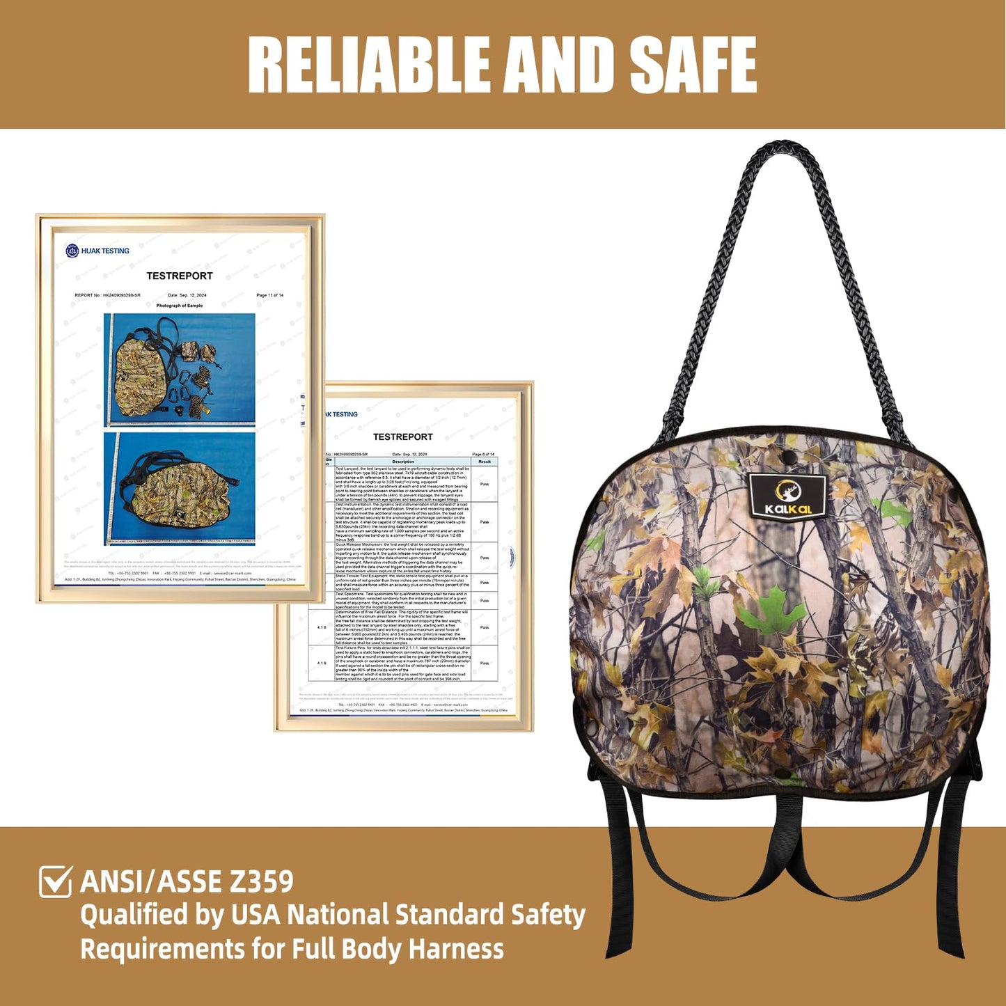 Kalkal Saddle Hunting Kit, Lightweight Camo Hunting Saddle, Tree Climbing Saddle with Removable Padded Seat, Includes Bridge and Safety Rope Tree Stand Accessories