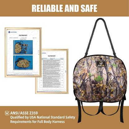 Kalkal Saddle Hunting Kit, Lightweight Camo Hunting Saddle, Tree Climbing Saddle with Removable Padded Seat, Includes Bridge and Safety Rope Tree Stand Accessories