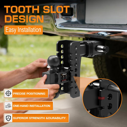 2026 Vullteeon Adjustable Trailer Hitch, Heavy Duty Drop Hitch for 2.5 Inch Receiver, 6 Inch Tow Hitch, 2" & 2-5/16" Ball Hitches for Trucks, 22,000 LBS GTW, Trailer Hitches with Slot-fit Design