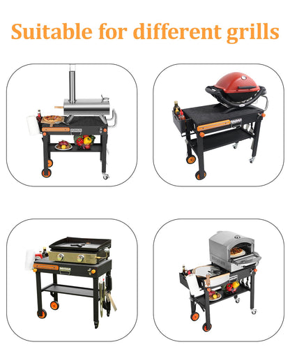 JiRiCHMi Grill Table For Blackstone Griddle 22 and 17 Inch, Grill Carts Outdoor With Wheels, Heavy-Duty Grill Stand, Foldable Quickly Blackstone Stand Suitable for Travel/Camping And Outdoor Meals