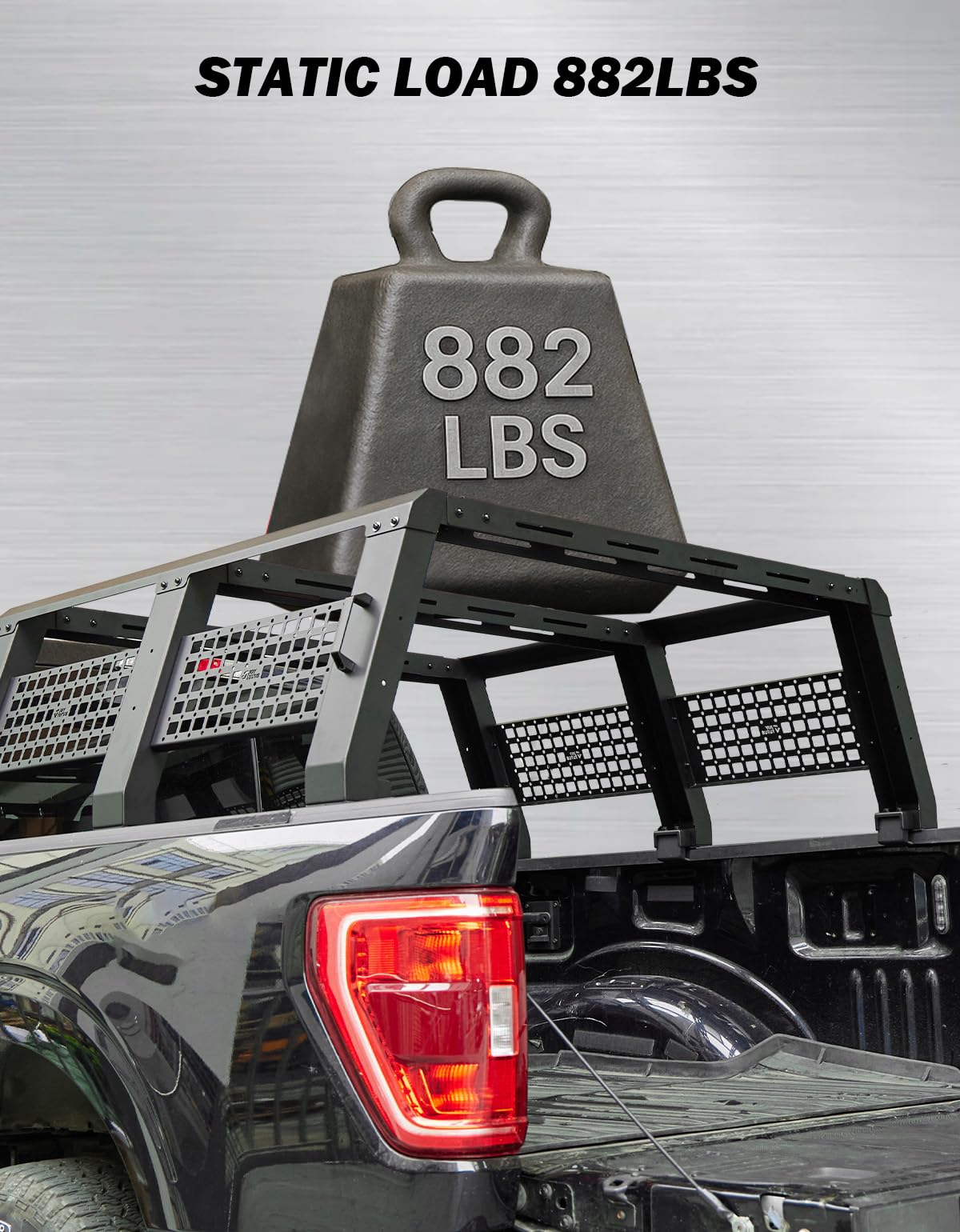 JOYTUTUS Full Size Truck Bed Rack, Overland Bed Racks for Trucks Compatible with F150 F250 F350 Silverado Sierra Ram, 18.8 Inch High Truck Bed Rack for Roof Top Tent, with Wider Molle Panel
