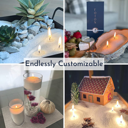 Foton Pearled Candle 18 Oz - Unscented Non Toxic Luxury Long Lasting Powder Candles - Lasts up to 120 Hours - Refillable Candle Sand with 30 Wicks for Candle Making - Pure & Unscented
