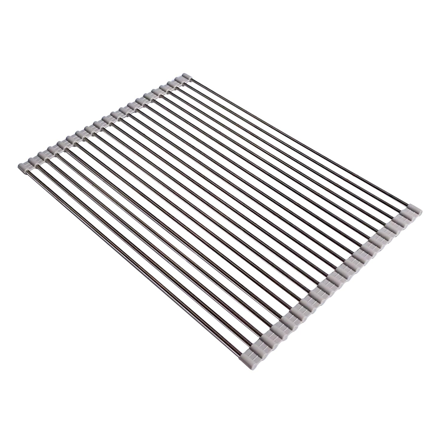 Ahyuan Roll up Dish Drying Rack Over The Sink Kitchen Roll up Sink Drying Rack Portable Dish Drainer Foldable Dish Drying Rack (Warm Gray, 17.8''X17'')
