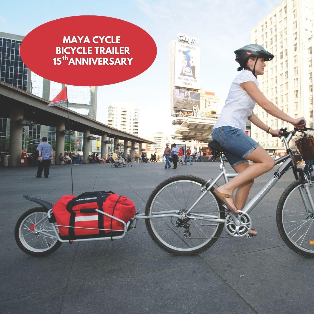 Maya Cycle One-Wheel Bicycle Cargo Trailer with Kickstand – Converts to Wheelbarrow, Includes Bag, Fits 18" to 700c Bikes