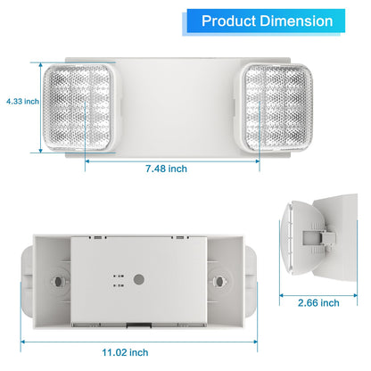 EXITLUX 4 Pack White LED Exit Sign with Emergency Lights with Battery Backup Adjustable Two Head Ultra-Bright -White Commercial Fire Safety Light for Business