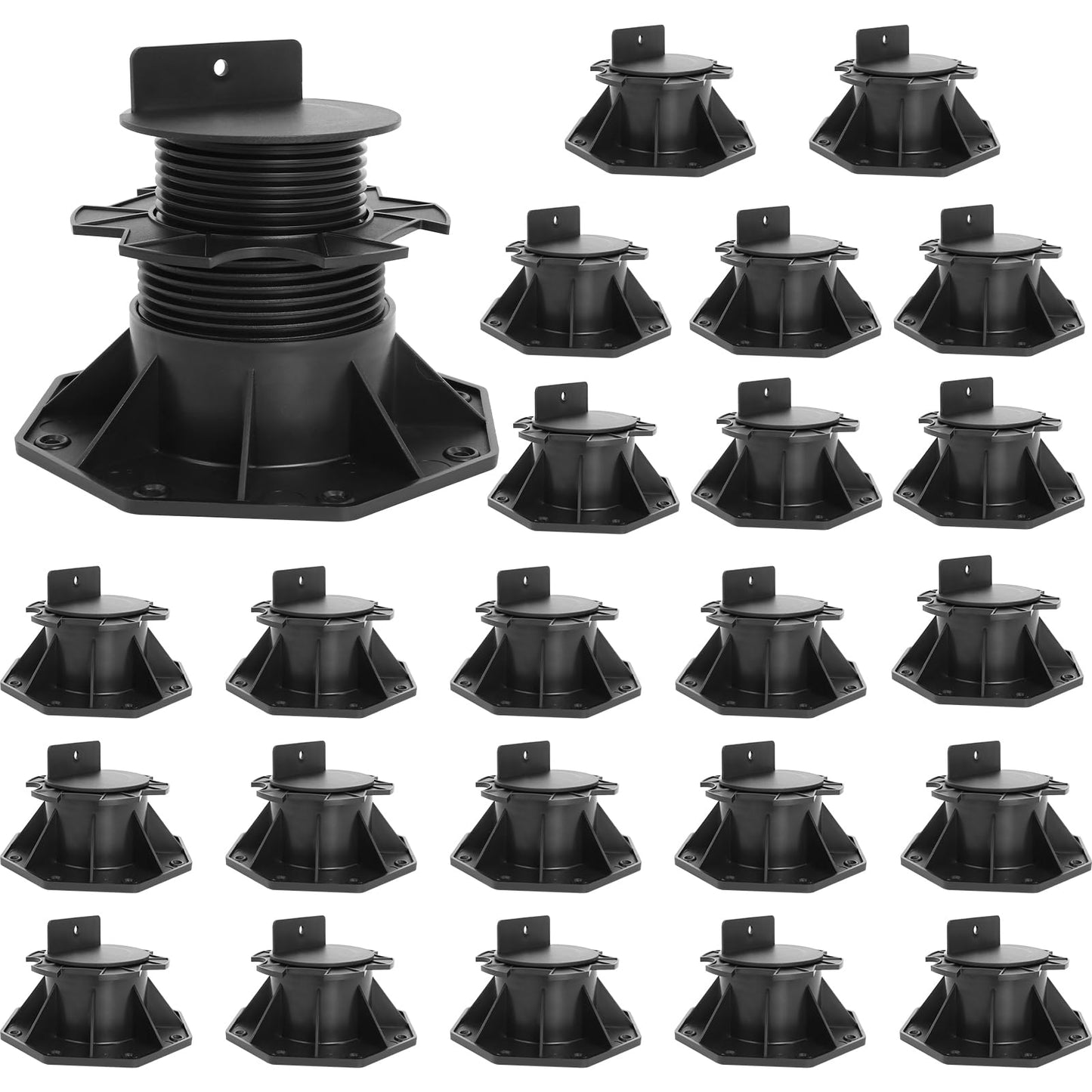24Pack Adjustable Deck Support Pedestal, Deck Foundation Support Base for Floating Deck Platform, Deck Blocks Adjustable Deck Plastic Supports Pedestal Paver 2-3/8" to 5-1/2" by MCCKLE