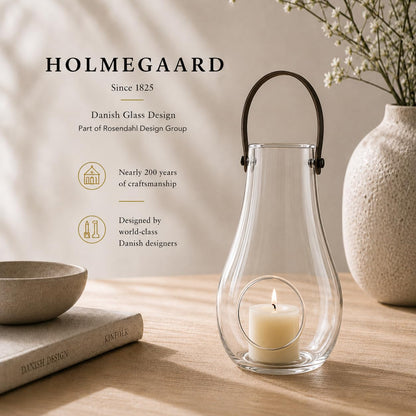 Holmegaard Design with Light Lantern, Clear, 11.4" H x 6.7" D, Designed by Maria Berntsen, Gift Box Included