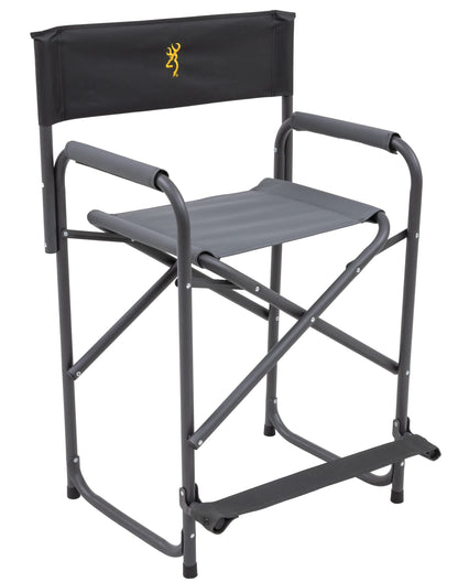 Browning Directors Chair - Outdoor Folding Chairs Made with Durable Fabric and Sturdy Aluminum/Steel Frame, with Extra Tall Seat and Flip-Down Footrest, Regular, Charcoal/Gray
