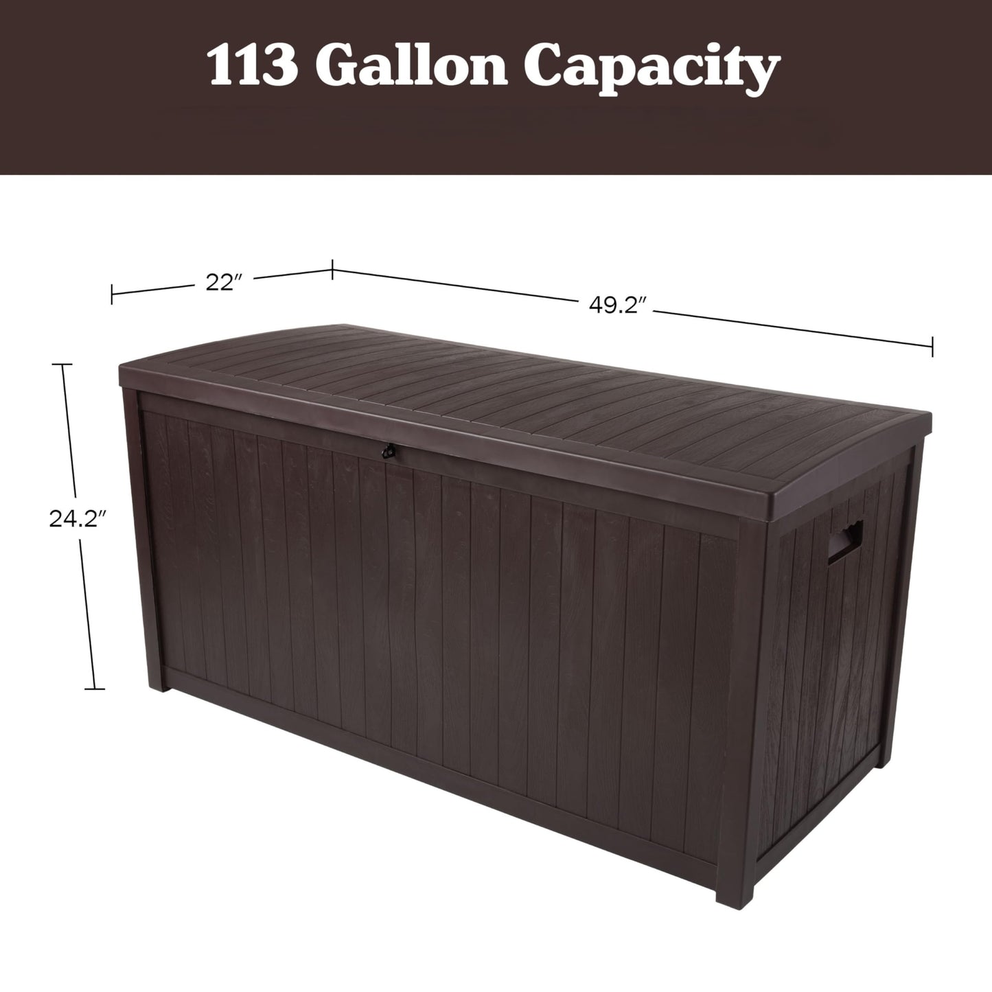 Outdoor Storage Box - 113 Gallon Lockable Deck Box for Pool Accessories, Patio Furniture Cushions, or Package Delivery Boxes for Outside - Deck Boxes Outdoor Waterproof by Pure Garden (Coffee)