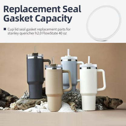 Cup Lid Seal Gasket Replacement Parts 40 oz, Thermos Lid Silicone Seal Ring Not Rubber Compatible with Stanley Quencher H2.0 FlowState Stainless Steel Tumbler Lid 40 oz, 6 Pcs