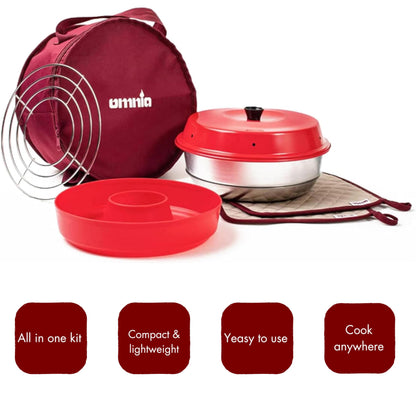 Omnia Kit 1, Set of 5 Products - Camp Oven, Silicone Mold, Potholders, Baking Grid and Storage Bag - Ultimate Starter Kit for Omnia Recreational Oven