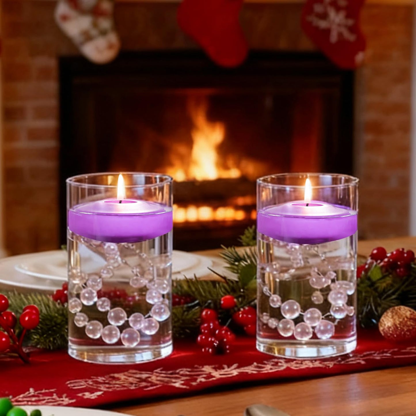 3 inch Purple Floating Candles 8-9 Hours Floating Candle for Centerpieces 30 Packs Unscented Floating Candles 3” Water Candles for Cylinder Vases, Pool, Wedding