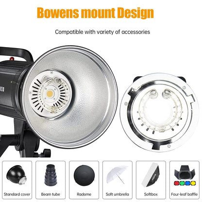 Godox SK400IIV 400Ws Photo Studio Strobe Flash Light Kit,GN65 2.4G X System,Bowens Mount with 10W LED Modeling Lamp,Tripod Stand,Softbox,Reflector for Wedding,Portrait,Fashion,Product Photography