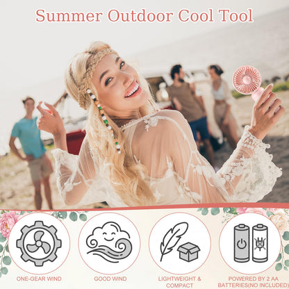 Woanger 100 Pcs Mini Fans Portable Handheld Fan Bulk Battery Operated Personal Small Fans Powerful Eyelash Hand Held Fan for Wedding Summer Travel Camping, Not Included AA Battery (White,Pink)