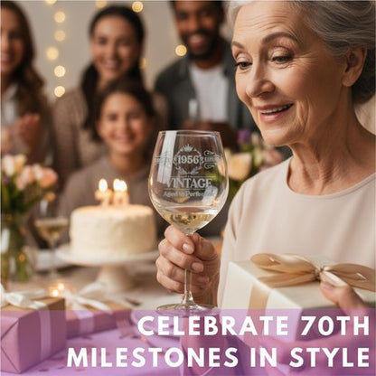 Engraved 70th Wine Glass 16 Oz, 70th Birthday Gifts For Women, 70 Birthday Decorations, Funny 70 Bday Gifts Idea For Her, Ladies, Sister, Mom, Grandma - Turning Seventy Present