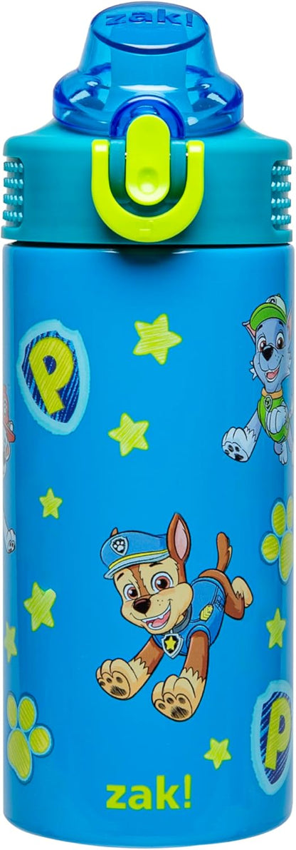 Zak Designs PAW Patrol Kids Water Bottle - 14oz Stainless Steel with Straw & Leak-Proof Spout | Sage Color