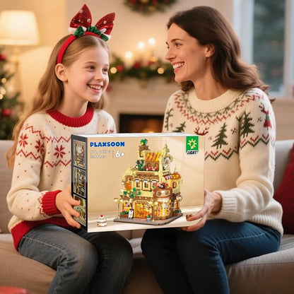 Flower Bakery Coffee House Building Set with Lights City Cafe Baking House Display Model Toy 1289 PCS Modular Construction Building Blocks Kit Home Decor Gift for Adults Teens Girls 12+