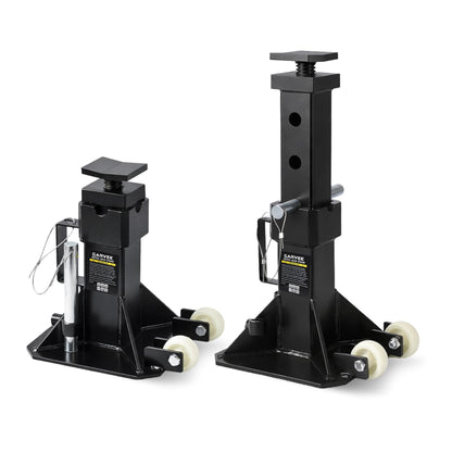 22 Ton Jack Stands,Heavy Duty Pin Type Car Jack Stand with Lock,2 Caster Wheels AndWide Base Safety Design for Supporting Trucks, Trailers and Equipment,Adjustable Height 13.8"-19.7",Black,1 Pair
