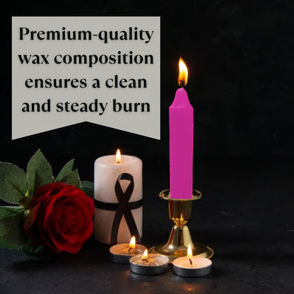 Vrinda® Set of 20-4" Mini Chime Ritual Spell Unscented Taper Candles – Ideal for Chime/Altar/Spell Work (Pink)