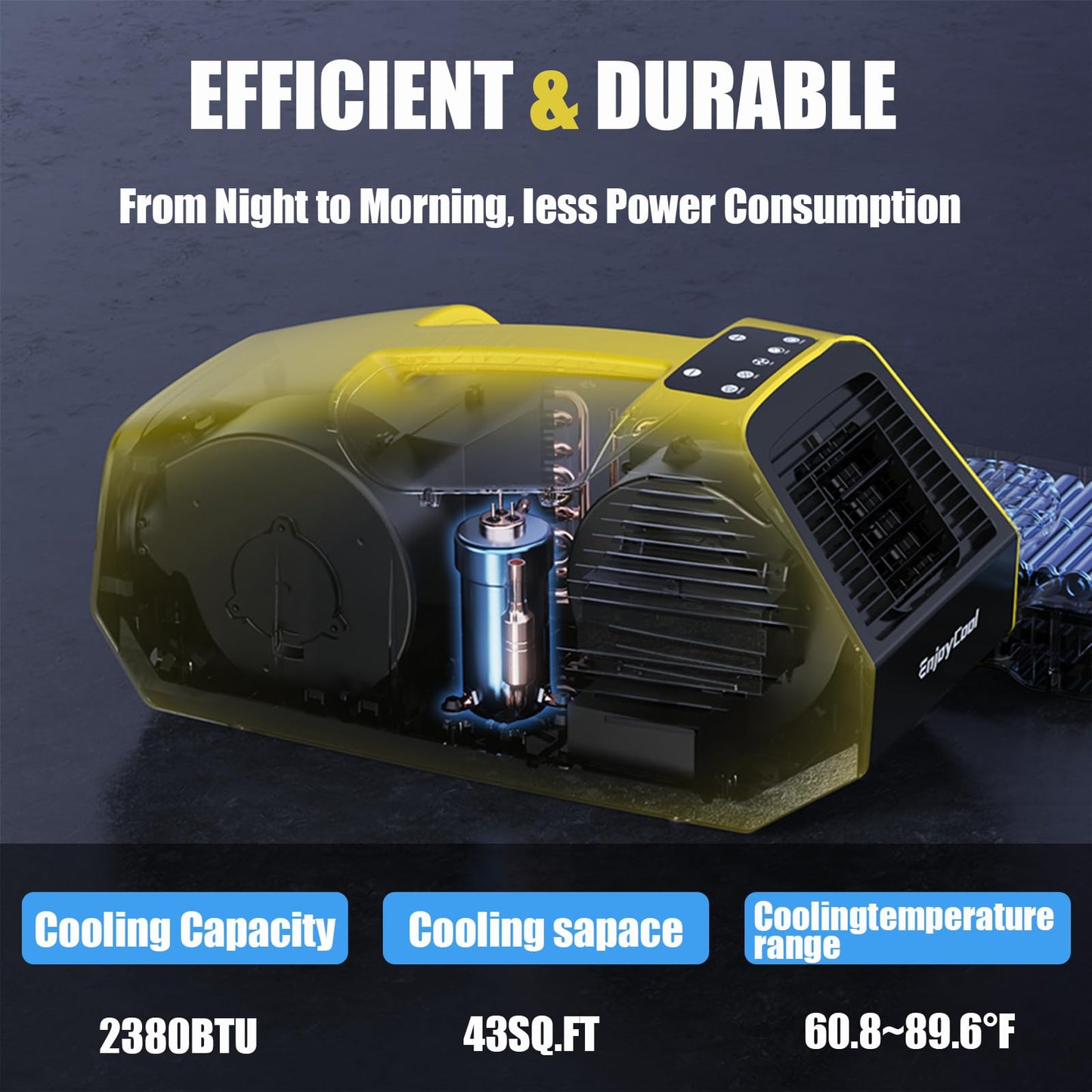 Portable Air Conditioner, Tent Air Conditiones Outdoor Air Conditioner, 2380BTU Home Air Conditioning Cooling Unit, 24V, 222W Low Power, for Outdoor Camping Tents, Cars, Trucks, Parties (yellow 2)