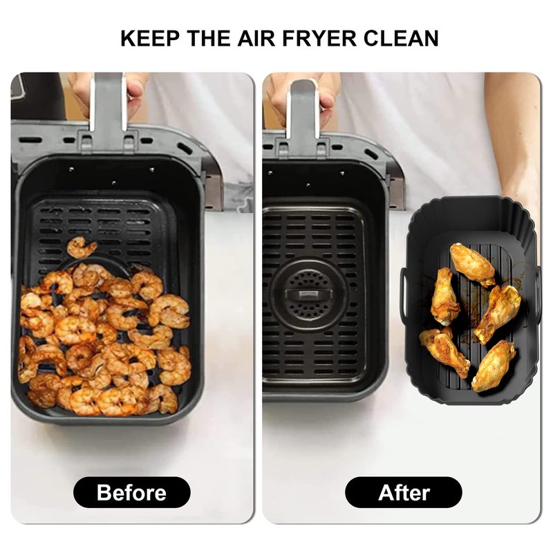 PINTAUR Silicone Air Fryer Liners 2 Pack, Reusable Liners Compatible for Ninja Foodi DZ201, DZ401, DZ550, COSORI, Chefman, Instant Air Fryer, and 6-in-1 8-10QT AirFryer Baskets
