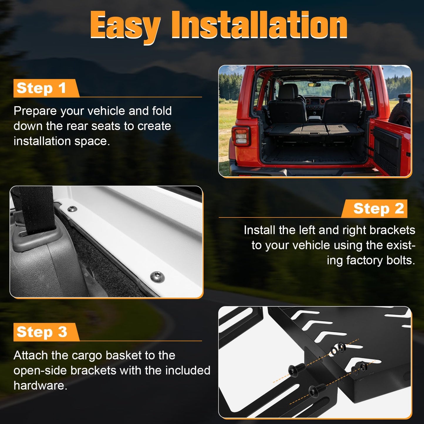 W&JWN Rear Trunk Cargo Rack Basket Tray Compatible with Jeep Wrangler JK JKU JL JLU 4-Door Hardtops 2007-2026 Sturdy Steel Interior Luggage Rack Shelf for Camping Trip Gear（400LBS）