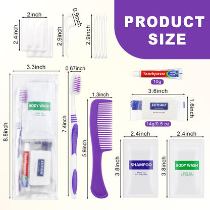 Pack of 100 Hygiene Kit, Toiletry Kit Bulk, Individually Packed, Travel Disposable Hygiene Kit, Homeless Care Package Supplies,Suitable for Hotel, Camping, Travel