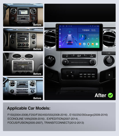 10" QLED Android 13 Car Stereo for Ford F150 2004-2008, F250 F350 2008-2016 Radio Upgrade Wireless CarPlay Android Auto Radio, Touchscreen, 5G WiFi,1080P Backup Camera, Dash Kit, GPS Navigation