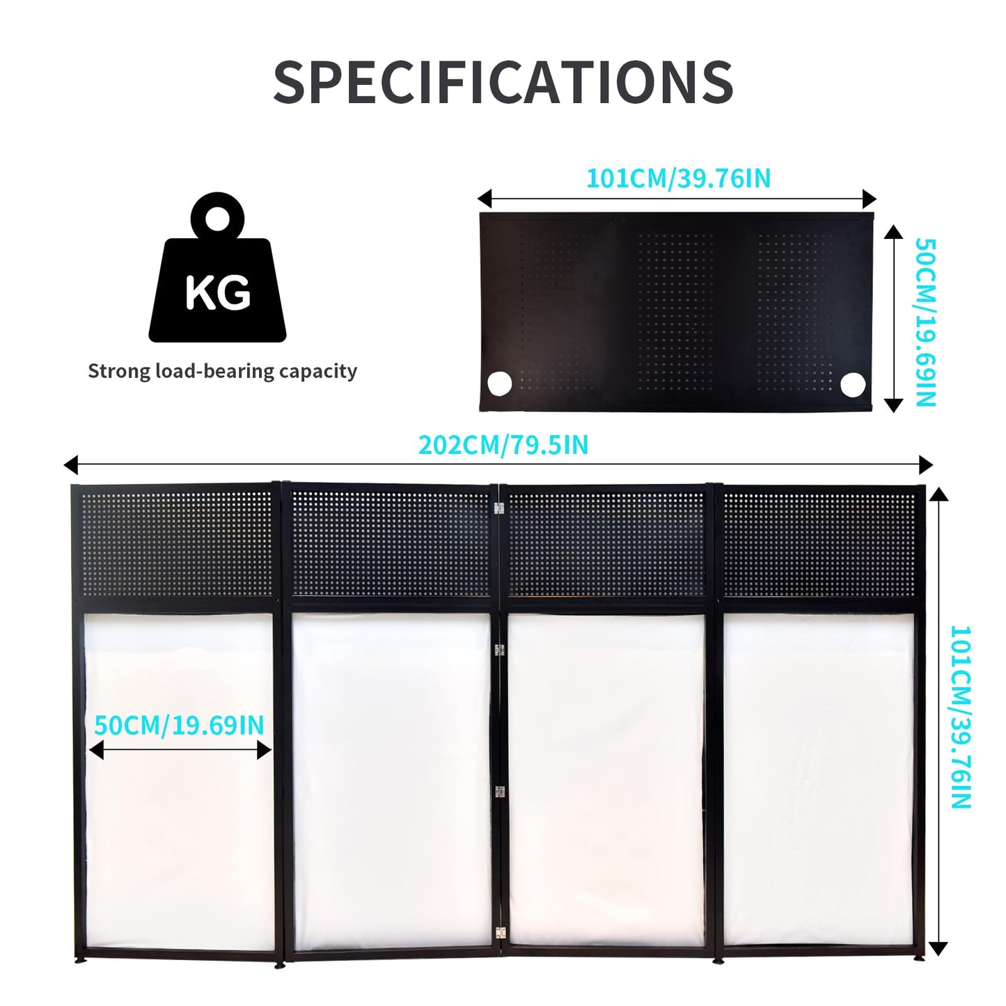 Wuyule Portable DJ Facade Table Station - 40 * 40 * 20 Inches Event Booth With Black and White Scrims, Padded Carrying Bag, Metal Frame Foldable Panel