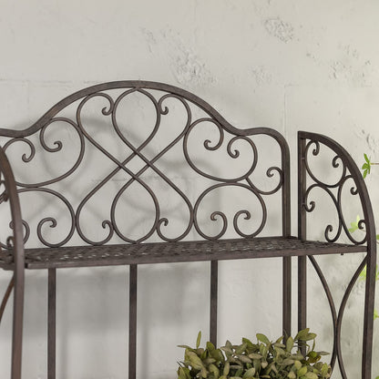 XAONIEN Antique Bronze Four-Tiered Metal Baker's Rack,Free Standing Book Shelves Plants Stand for Kitchen Patio Front Porch Dining Room Living Room,27" X 14" X 65"