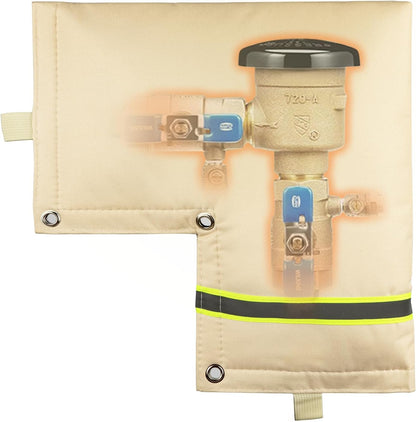 Skiennix Outdoor Backflow Preventer Cover - Insulated Pouch for Freeze Protection | Beige, 14”W X 13”H
