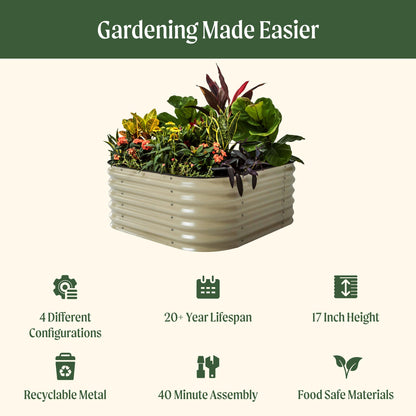 Vego garden Raised Garden Bed Kit, 17" Tall 4 in 1 Modular Metal Raised Garden Beds Kit, Metal Planter Box for Vegetables, Flowers, Herbs, Terra Cotta